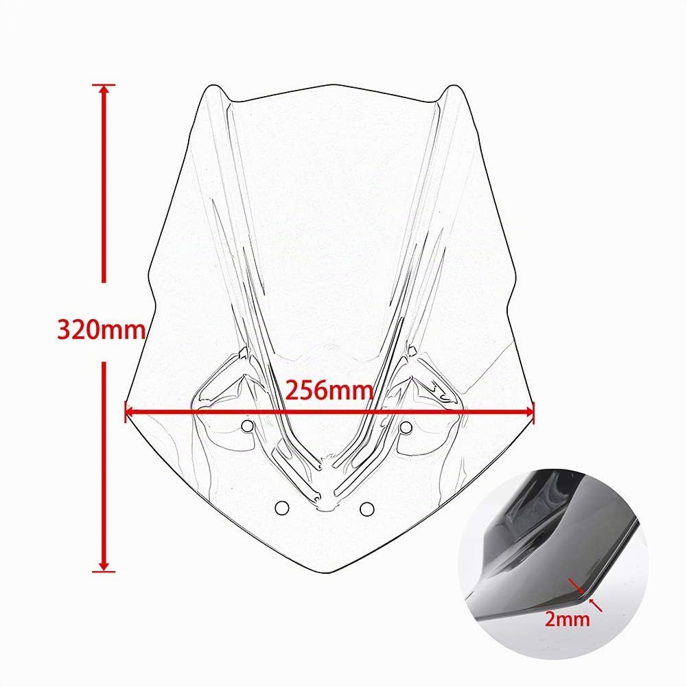 Pare-Brise Avant de Moto Écran de Protection Pare-Brise pour Y-amaha MT 125 MT 125 MT-125 2015 2016 2017 2018 2019 Déflecteur d'air Moto (Fumée)