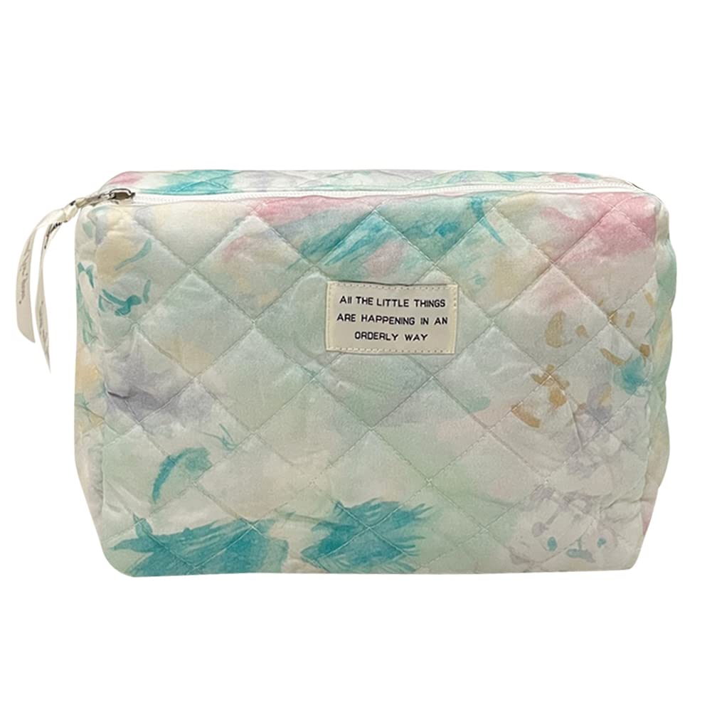 Borsa da Viaggio in Cotone con Tracolla, Porta pennelli da Trucco, Stampe Floreali, Trapuntata, graziosa insegna per Viaggi e casa