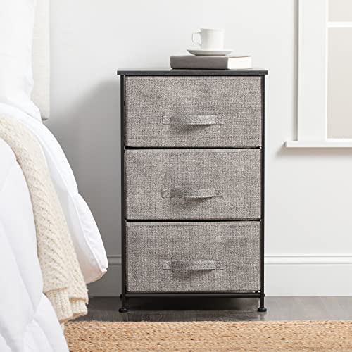 Mdesign Steel Top And Frame Storage Dresser Tower Unit With 3 Removable Fabric Drawers For Bedroom, Living Room, Or Bathroom - Holds Clothes, Accessories, Lido Collection - Black/Graphite Gray #TOP1