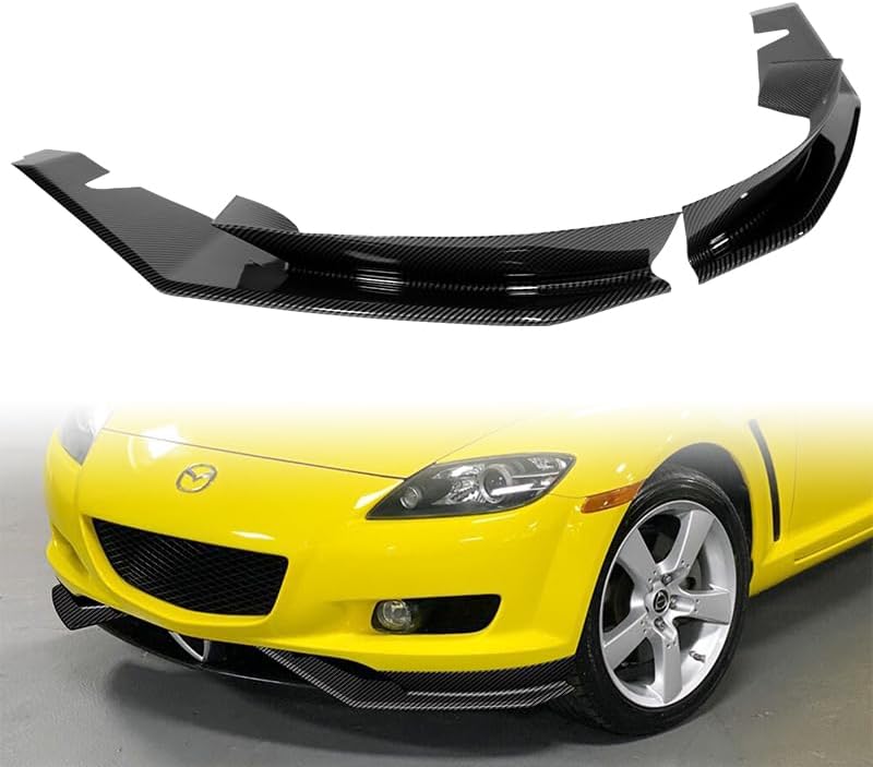 EPARTS ABS Plastic 2PCS MS-Style Front Bumper Lip Splitter Body Kit Trim Protection Compatible With 2004 2005 2006 2007 2008 Mazda RX-8 (Matt Black)