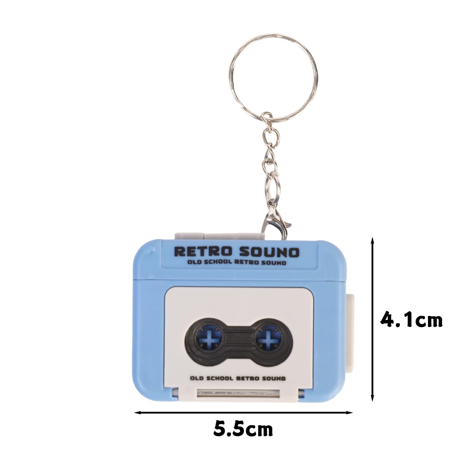 1PCS Retro Recorder Key Ring Funny Music Box Pendant Charm Recordable Tape Recorder Keychain Gift,5.5 * 4.1 * 2.2cm - 2