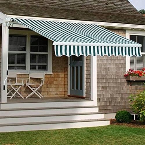 Cubierta de sombrilla de repuesto tela de toldo raya verde 16x6.5ft 5