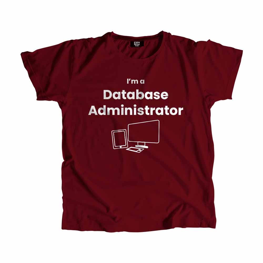 T-shirt Database Administrator bordeaux unisexe en coton confortable - 3