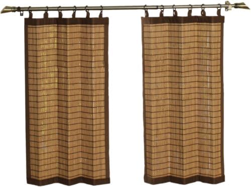 Bamboo Ring Top Curtain BRP07 2-Piece 48-Inch Wide x 36-Inch High Tier set, Colonial Brown
