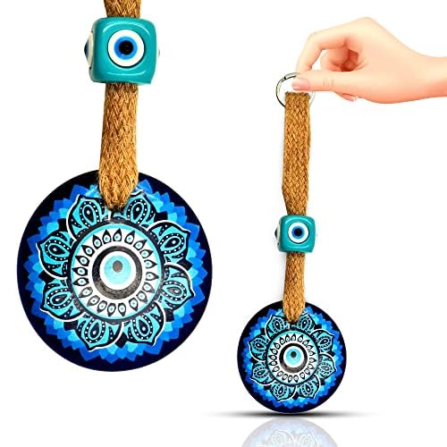 Handmade Turkish Blue Glass X Large Evil Eye Hanging for Good Luck Health | Decoration for Home Office Shop Garden Hanging |Nazar Battu.