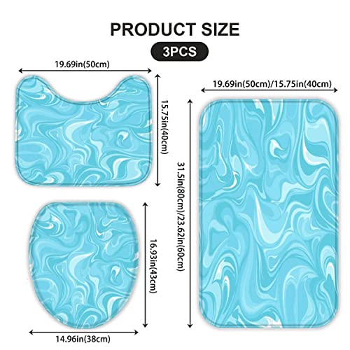 Badematten Set 3 teilig 50x80 Marmorierung Graffiti 3D Badezimmerteppich Set WC Vorleger Set rutschfeste Badematte… – Bild 3