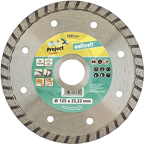 wolfcraft Diamond Cutting Disc "Pro Turbo" for Angle Grinders I 1695000, Schwarz