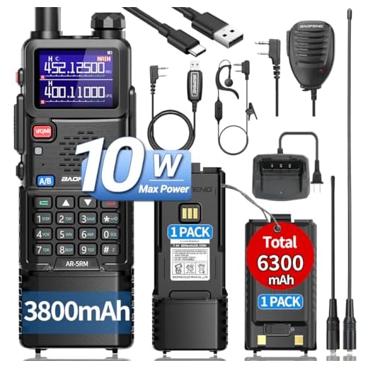 Ham Radio Baofeng Radio 5RM 10W Handheld Two Way Radio NOAA Weather Radio AR-5RM Rechargeable Long Range Walkie Talkies Survival Gear Copy Frequency 999CH with USB Charger 3800mAh Battery Speaker Mic