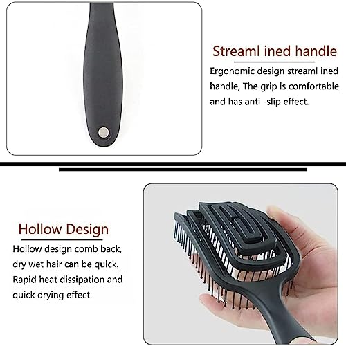 Image of Wet Hair Detangling Brush | Vented No-Tangle Hair Brush for Wet & Dry Use | Glide Through Knots Easily | Detangler for Kids, Women & Men | Gentle & Lightweight Styling Tool (Black)