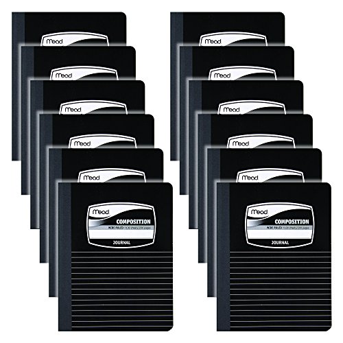 Mead Composition Books, Notebooks, Wide Ruled Paper, 100 Sheets, Comp Book, Black, 12 Pack (38603)