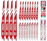 20-Piece Ultimate Reciprocating Saw Blade Set, Premium 6 & 8 Inch Wood and Metal Cutting Blades with Storage Box for Pruning, Wood, and Metal Cutting Tools