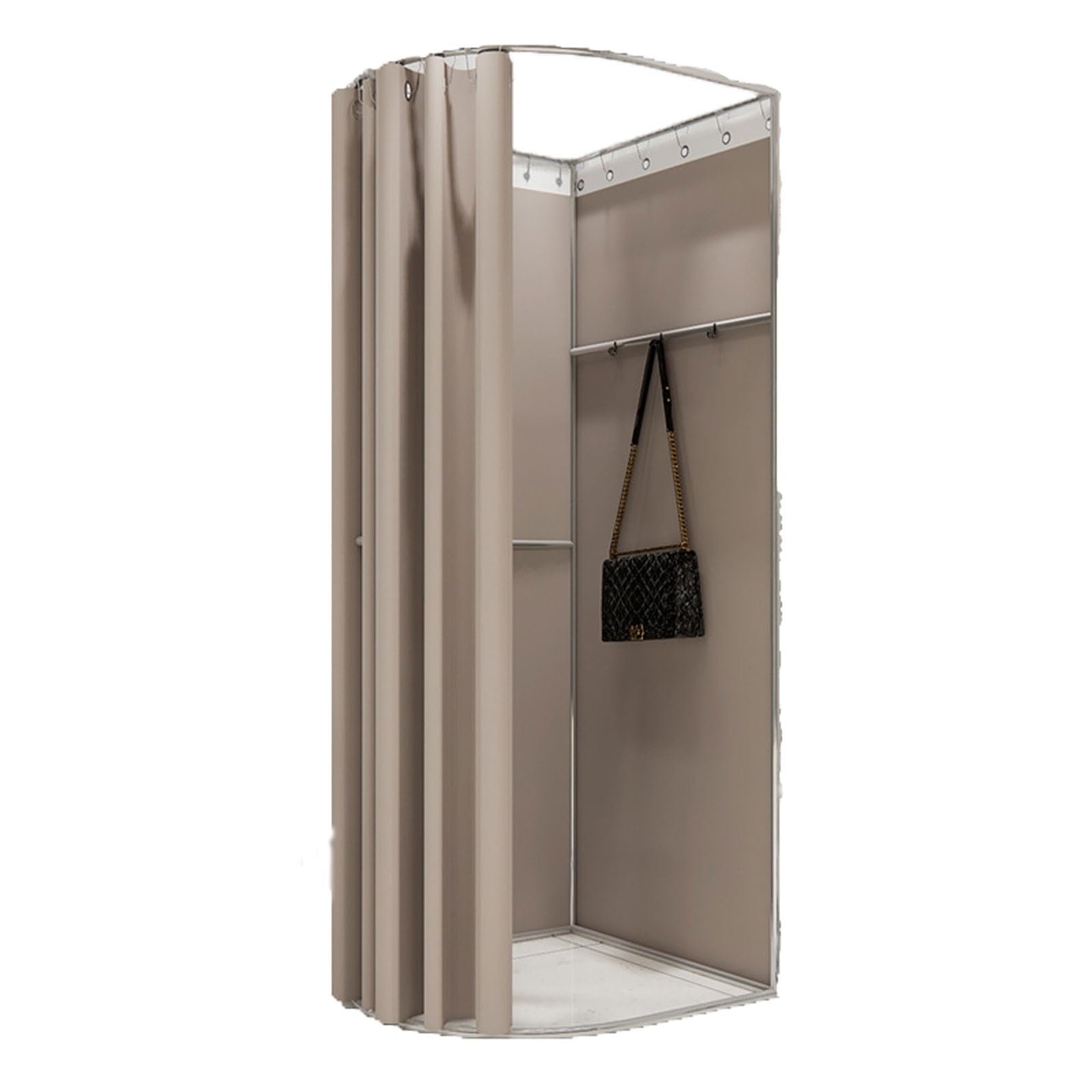 Cabine d'essayage portable amovible beige 70x70x200 cm pour magasin
