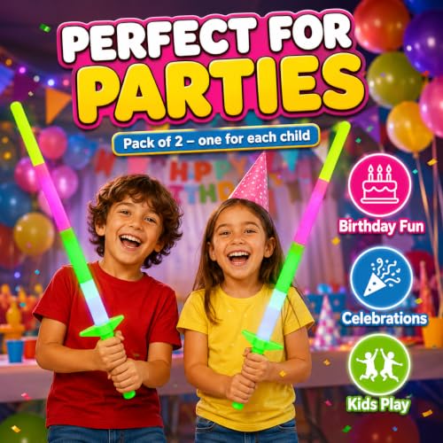 Image of MAPPERZ Sword Design LED Lights, Dark Flashing Sword Stick Light Toys for Kids, LED Talwar Light for Fun, Entertainment, Dancing, Party Boys and Girls Gift (Pack of 2)