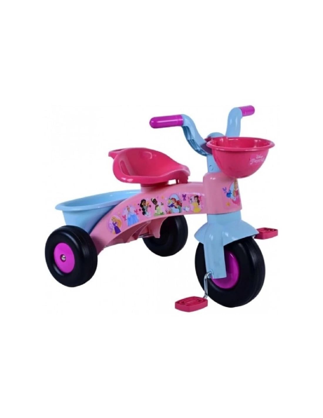 Triciclo Principesse Bambina 1-3 Anni con Cestino Porta Giochi 3 Ruote Stabile Ergonomico Sicuro fino 25 kg Triciclo Bambini Rosa