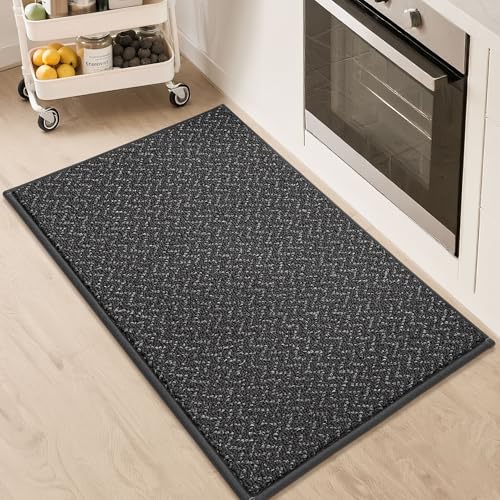 COSY HOMEER 20x32 Non-Slip Kitchen Rug, Dark Grey