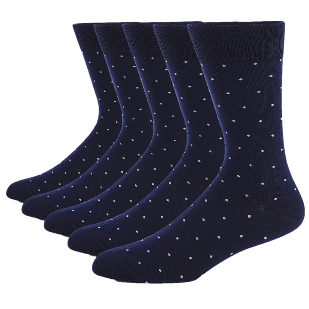 Dninmim 5 pares/6 pares de calcetines de vestir para hombre, diseño de rombos, de algodón, con rayas simples