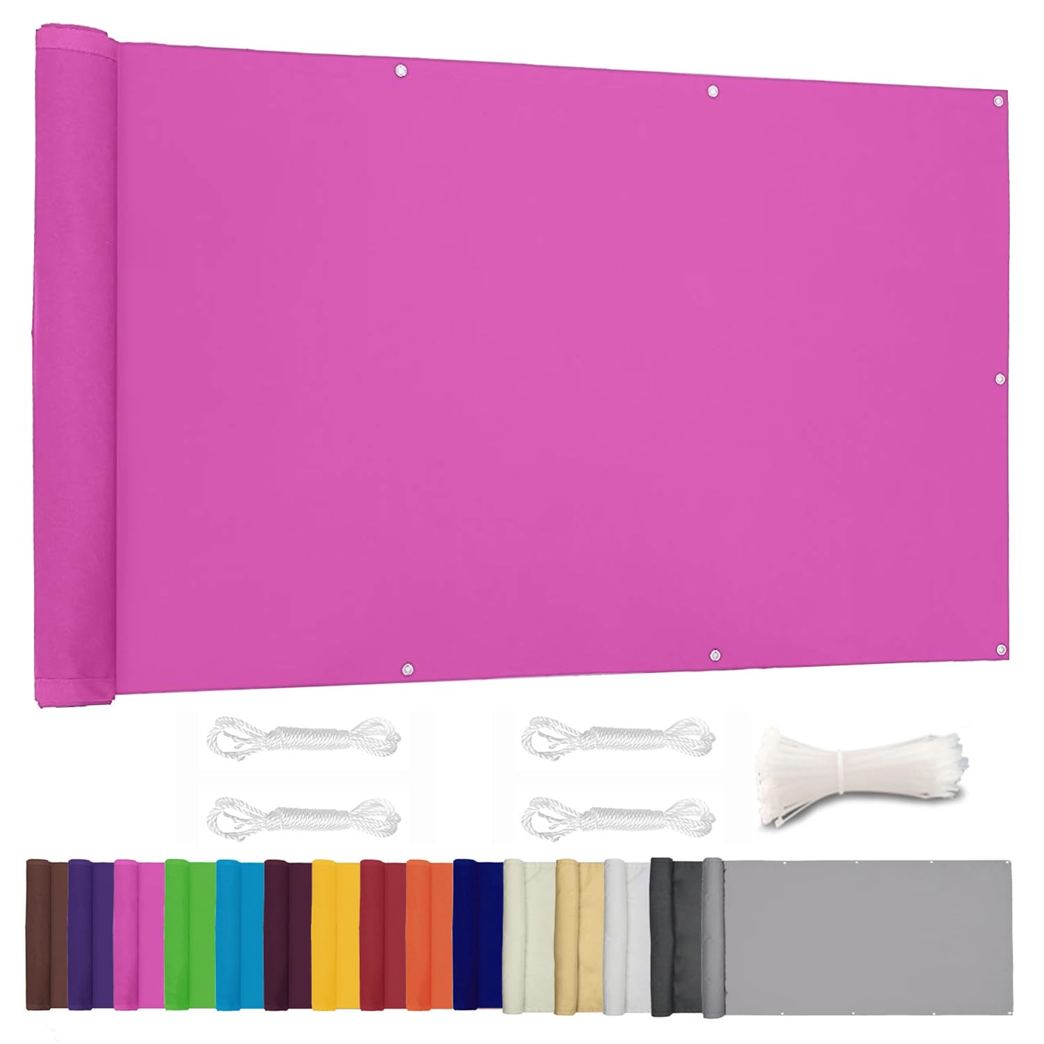 Lingle888 Balcony Privacy Screen for Backyard Deck Patio Balcony Fence Porch Sun Shade PVC UV Protection Sun Wind 8 Days Delivered 14 Colors 20 Sizes 420D(Rose red,0.6x3m) — image 1