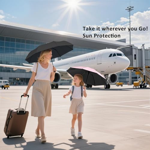 Image of BAODINI Travel Mini Umbrella for Purse with Case-Small Compact UV Umbrella Protection Sun-Lightweight Tiny Pocket Umbrella with Case for Women, Girls