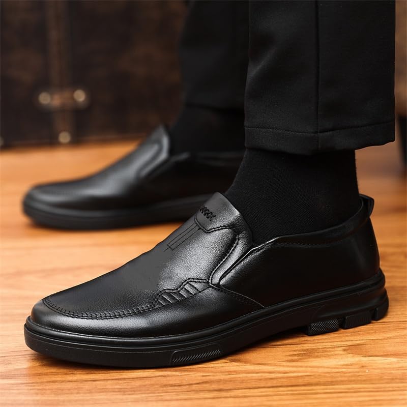Men's Business Shoes Non-Slip Elderly Shoes Round-Toed Flat-Soled Casual Shoes for Men(D,10)2