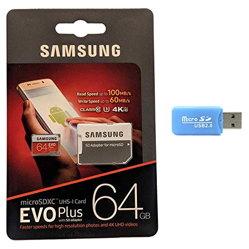 Samsung 64GB MicroSDXC EVO Plus Memory Card w/Adapter (MB-MC64GA/AM) Bundle with Micro SD