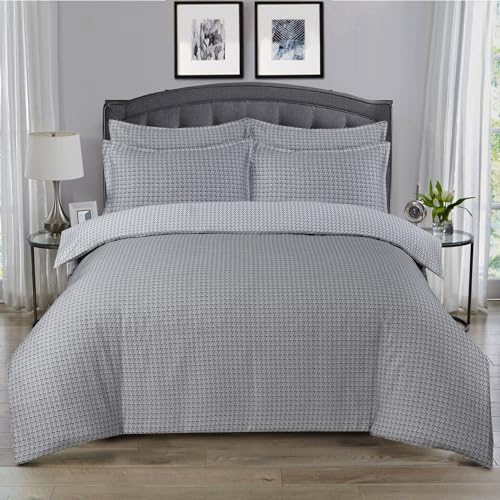 Majestic Giftware Madison Linen 8-Piece 48" Full Size Duvet Bedding Set (BL102-48F-2) | Cambridge - Gray 300 Thread Count Cotton Sateen | 2 Fitted Sheets, 2 Duvets, 4 Pillowcases |Soft & Luxurious