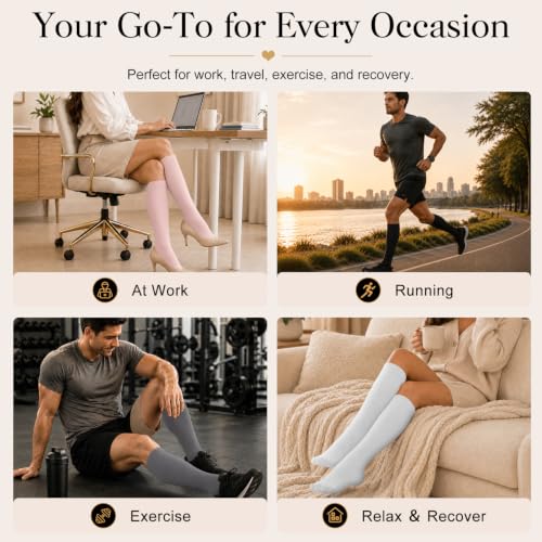 Image of Laite Hebe 4 Pairs-Compression Socks for Women&Men Circulation-Best Support for Nurses,Running,Athletic