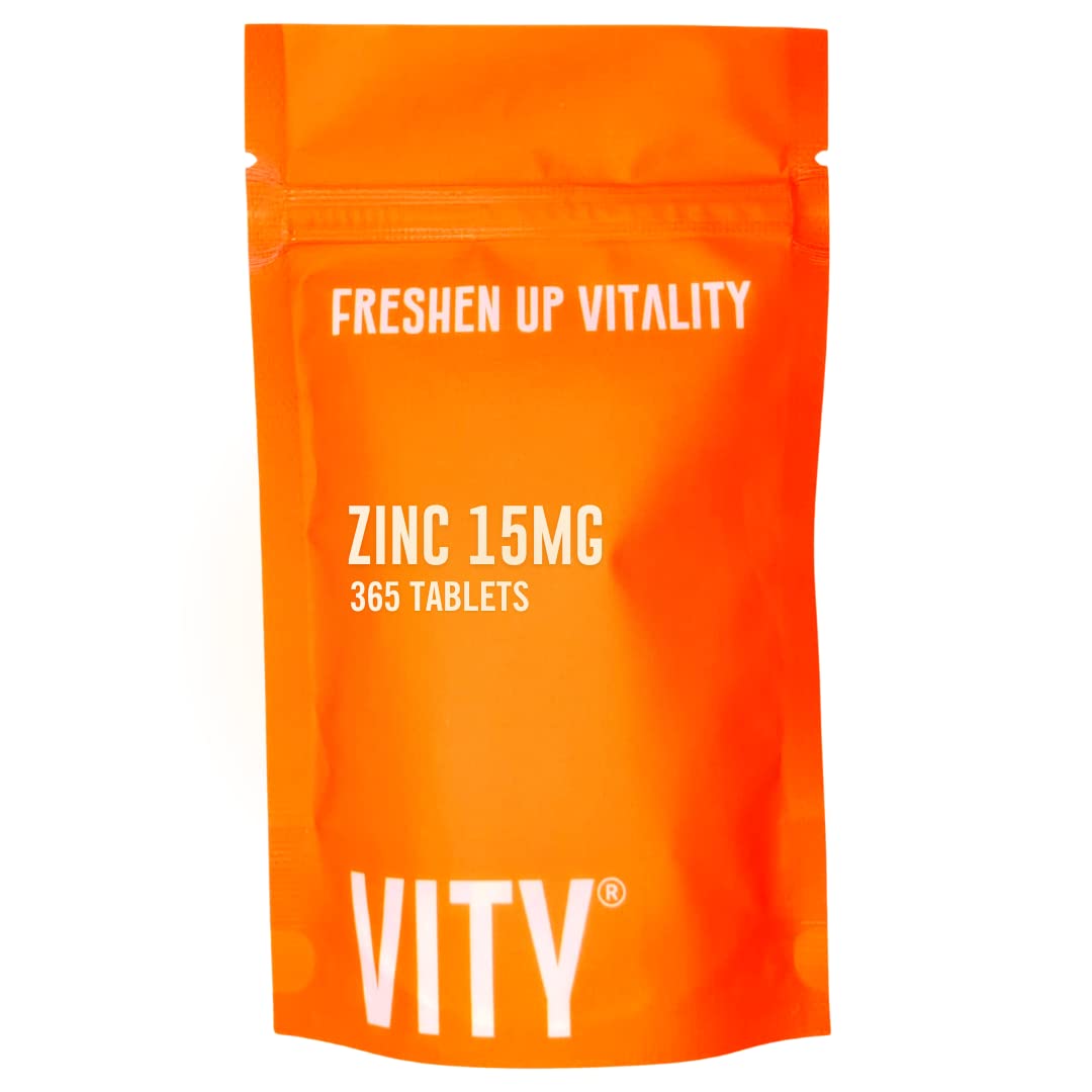 VITY Zinc 15mg. 365 Tablets - 1 Year Supply. Vegan Suitable. Small Easy Swallow Micro Tablet. UK Manufactured.