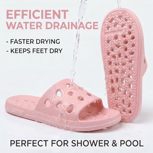 Image of FINLEEO Shower Sandals with Drainage Holes - Quick Drying Bathroom & Gym Slippers for Men and Women