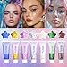 Face Body Glitter - Hair Glitter Sparkles Chunky, Temporary Tattoos Adult, Holographic Face Paint for Singer Concerts Disco Festival Rave, 50ml (USA Pride Body Glitter)