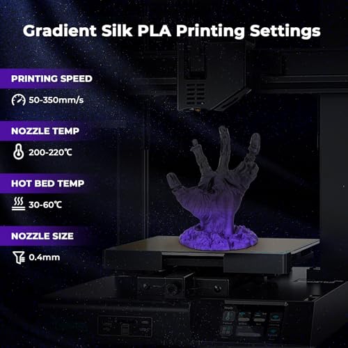 Image of AMOLEN PLA 3D Printer Filament, Silk Shiny Black Purple PLA Filament 1.75mm, Color Change 3D Printing Filament for Most FDM 3D Printer, 1kg Spool(2.2lbs)