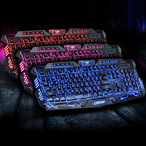 Image of Keyboard Tri Color Led Backlit Professional Gaming Keyboard Gaming Keyboard Mouse Combo 6 Color Backlight Gaming Mouse for Pc Desktop