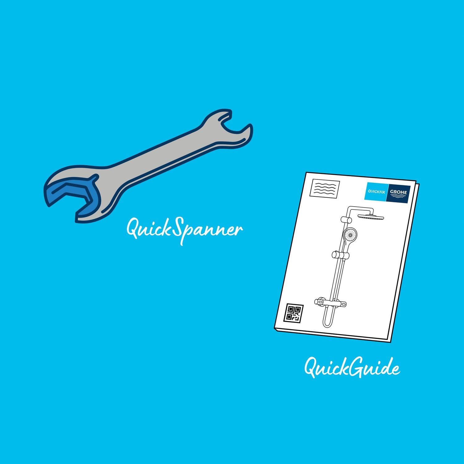 GROHE Vitalio 250, Duschsystem wassersparend 8l pro Min (Regendusche mit Thermostat, schwenkbare Kopfbrause, Sicherheitssperre bei 38C°, Duscharmatur mit Antikalk-System), eckig, chrom, 26696001