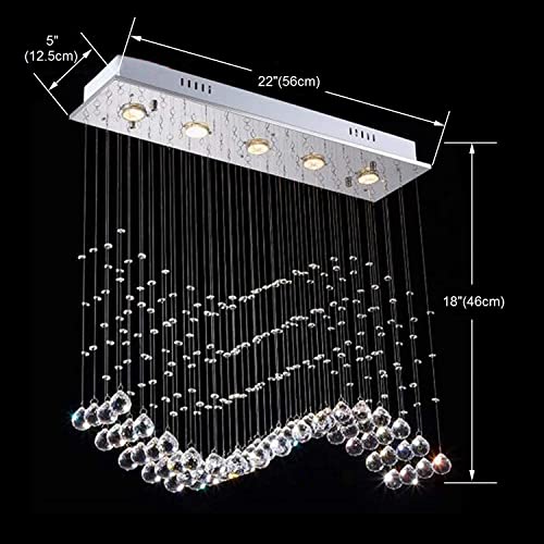 Image of CRYSTA WORLD Raindrop K9 Crystal Modern Chandelier for Living Room /Bedroom /Hall, (Wew, L22 /W5 /H18)
