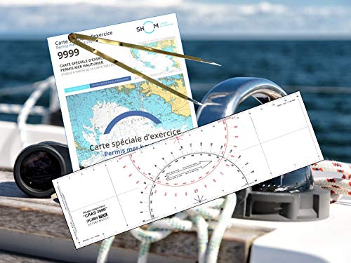 Flash-Tide - Pack Permis Hauturier (Carte + règle cras + Compas)