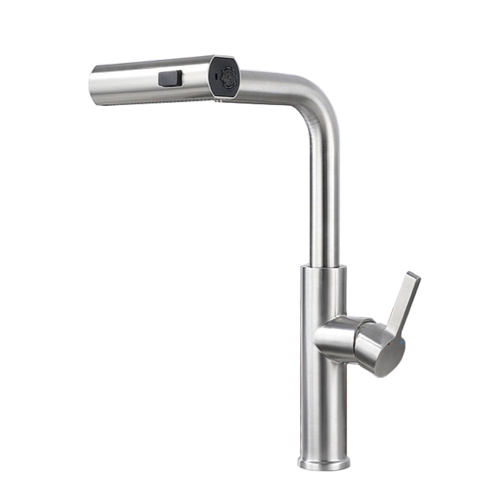 ZYCHSJXA Brushed Stainless Steel Kitchen Tap with Pull Out Spray 3 Modes 360° Swivel Waterfall Mixer Single Lever
