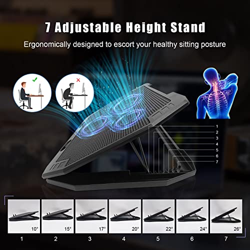 Laptop-Cooling-Pad-XINQIHAO-Laptop-Cooler-with-3-High-Performance-Quiet-Blue-LED-Fans-Smart-Button-Speed-Control-2-USB-Ports-Laptop-Cooling-Stand-with-7-Height-Adjustable-for-12-17-Inch-Laptops