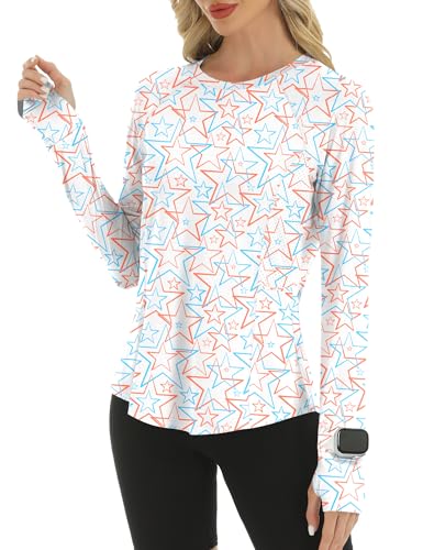 Rapbin Long Sleeve Shirts Women UV Protection Top Lightweight Quick Dry Summer Workout Running Tops Outdoor Activewear Orange Floral XXL