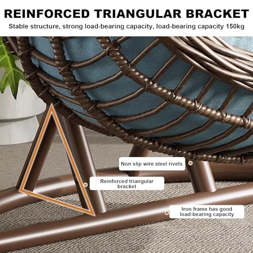 Sedia a uovo sospesa con supporto, sedia a dondolo in rattan con cuscino e cuscino per veranda, patio, balcone e cortile