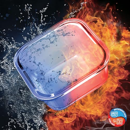 Image of CELLO Steel-O Fresh Square Toughened Glass Container 320ml, Grey | Multipurpose Storage | Microwave, Oven, Freezer & Dishwasher Safe | Leakproof Lid | Glass Container For Kitchen, Fridge & Office
