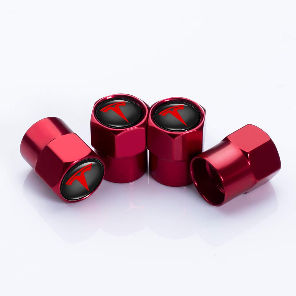 Jazzshion4 Pcs Metal Car Wheel Tire Valve Stem Caps for Tesla