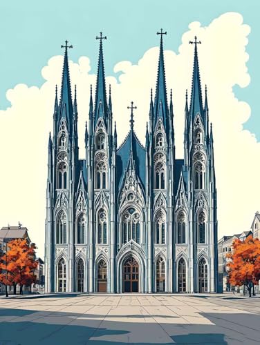 Pintar por Numeros Adultos, DIY Catedral de Colonia Pintar por...