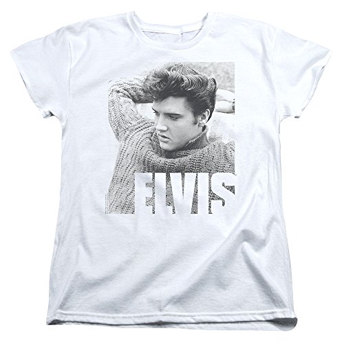 Trevco Elvis Presley Relaxing Women's T Shirt, Large White