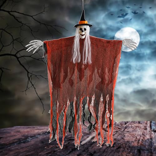 iTYOOS Esqueletos fantasma pendente, esqueletos fantasmas pendentes de Halloween, Grim Reapers Props caveira gaze boneca pendente, decoração para Halloween, fantasma Halloween