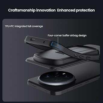 for Honor Magic 8 Pro Case with Slide Camera Cover, Upgraded Camera Lens Protection Shockproof Phone Case Anti-Oil, Anti-Sweat (Black)