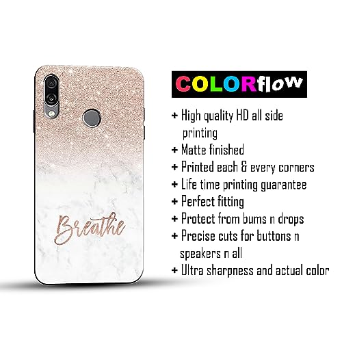 Image of COLORflow Back Cover Compatible with Honor Play | (Best for Girls) Quotes (Breathe) Marble | Designer Printed Hard CASE Bumper Back Cover Compatible with Honor Play