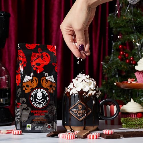 Image of Death Wish Coffee - Peppermint Mocha Flavored Ground Coffee (18 Ounce)