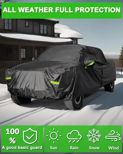 Image of Waterproof Pickup Truck Cover, All Weather Outdoor Protection | Fits Ford F-150, Chevy Silverado, Ram 1500 & Trucks Up to 210 inch,Full Protection,Windproof Design,Heavy-Duty Fabric