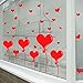 Stickers muraux en forme de cœur Pour Saint-Valentin Pour murs, fenêtres, vitrines de magasin Amovibles Couleur rouge, Vinyle Vernis brillant, Rouge., Taille L