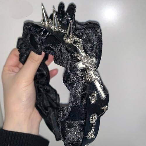 Mxdreoil Women Steampunk Spikes Headband Pu Leather Women Headband Gothic Headband thumb #6
