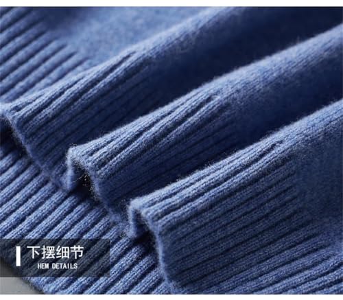 Men Half-High Neck Round Neck Thickened Solid Color Pullover Wool Loose Knit Long Sleeve Cashmere Sweater Brown Gray XXL4